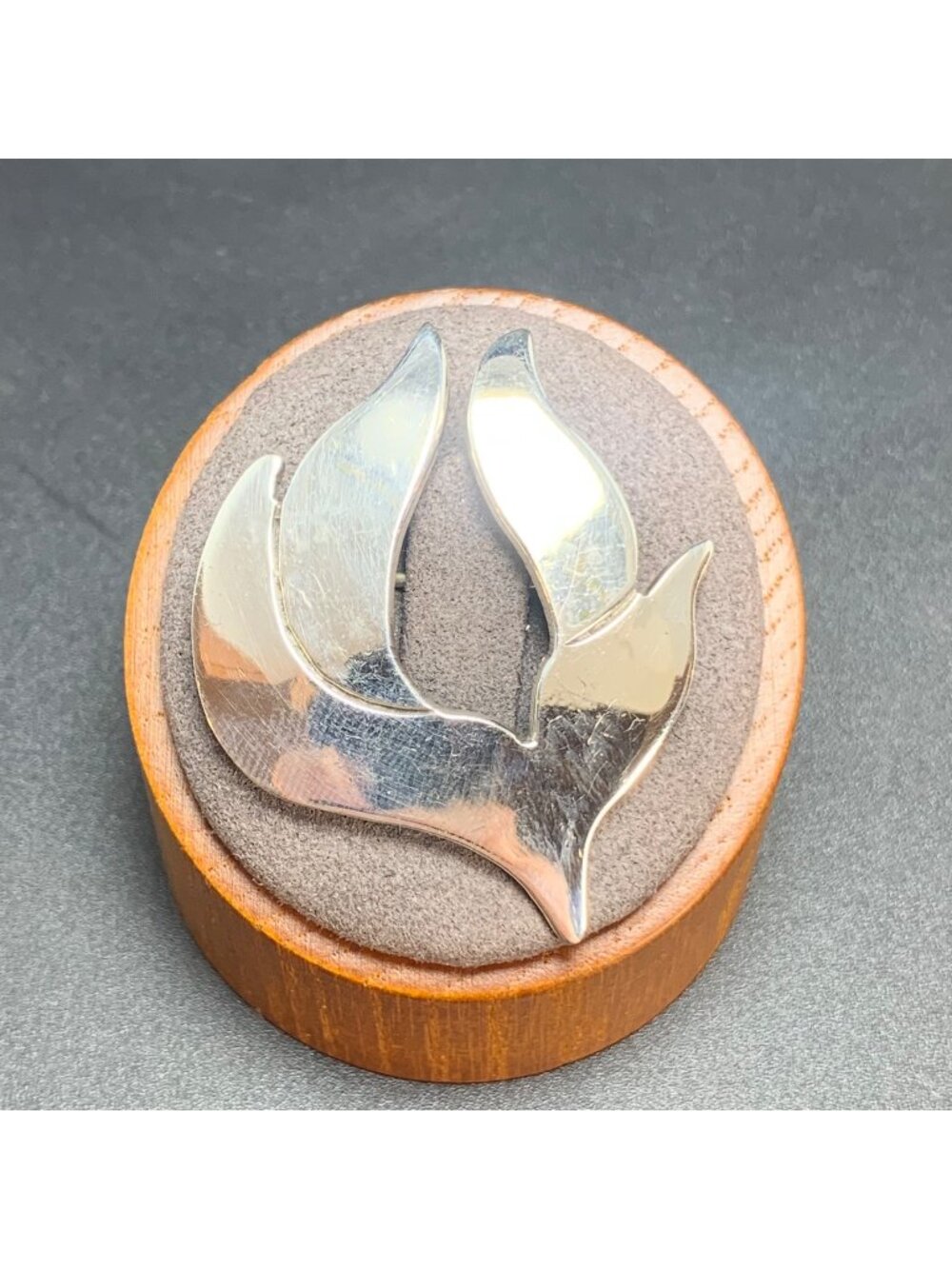 Flame Design Sterling Silver 925 Abstract Brooch Size 1.75" Length
